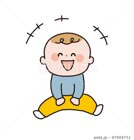 笑っている赤ちゃんのカラー線画 97009732