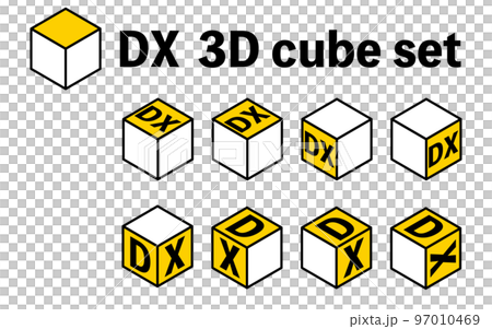 一組 DX 和簡單的立方體、標題和標題裝飾 97010469