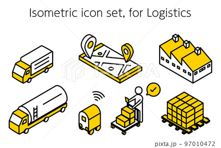 物流・配送システムのDXに使えるシンプルなアイソメトリックアイコンセット 物流・配送システムのDXに使えるシンプルなアイソメトリックアイコンセット 97010472