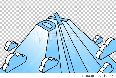 Image of business success and growth by DX, simple isometric illustration 97010487