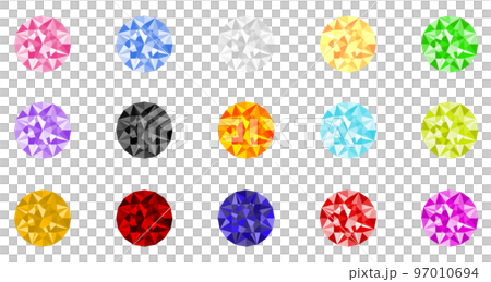 カラフルで煌めく宝石のようなアイコン（円形） 97010694