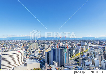 新潟県新潟市　メディアシップ展望台から望む新潟市の街並み（東側：JR新潟駅方面） 97010801