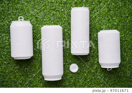 Many metal tins, cans and jars for recycling. Aluminum metal food and drink sorted scraps. Steel packaging. Many metal tins, cans and jars for recycling. Aluminum metal food and drink sorted scraps. Steel packaging. 97011671