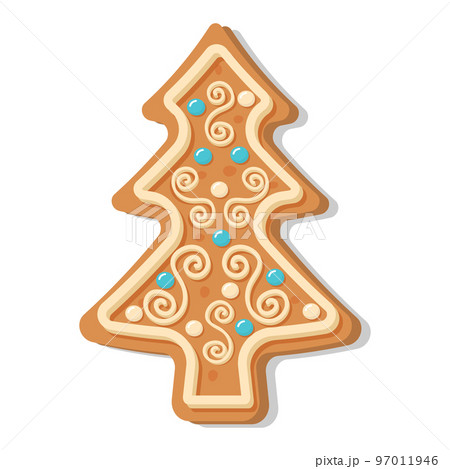 Christmas gingerbread tree. Sweet homemade glazed biscuit. Christmas gingerbread tree. Sweet homemade glazed biscuit. 97011946