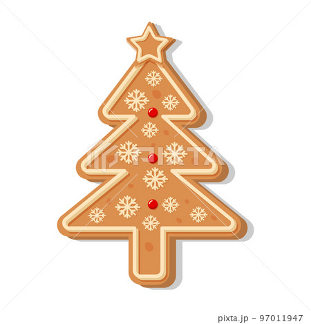 Christmas gingerbread tree. Sweet homemade glazed biscuit. 97011947