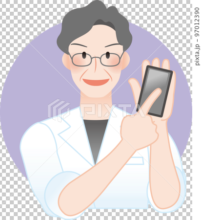 Geriatric doctor and nurse pointing at smartphone, doctor in white coat, researcher, etc. Geriatric doctor and nurse pointing at smartphone, doctor in white coat, researcher, etc. 97012390