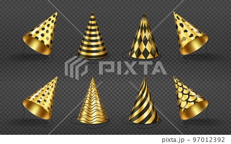 Party hats, birthday gold and black colored caps 97012392