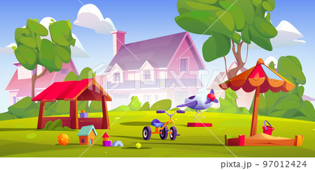 Kids playground in village or suburb district 97012424