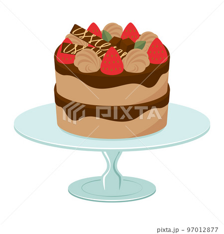いちごとチョコレートのデコレーションケーキのイラスト 97012877