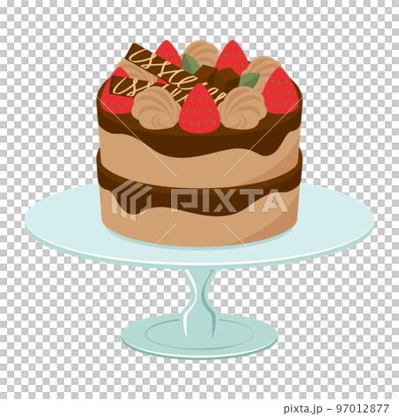 いちごとチョコレートのデコレーションケーキのイラスト 97012877