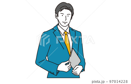 笑顔で立つアジア人ビジネスマン 97014228