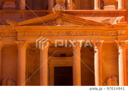 Petra, Jordan Siq, Treasury, Al Khazneh close-up 97014941