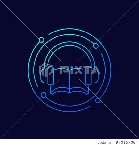 audiobook line icon for web 97015706