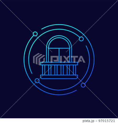 balcony icon on dark, linear vector 97015721