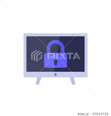 TV and lock icon, flat vector 97015729