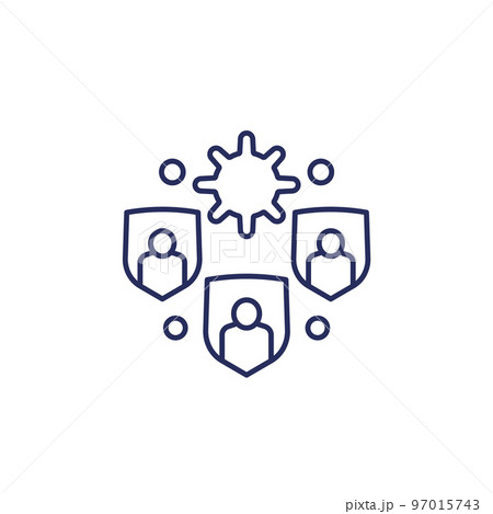 immune population and herd immunity line icon 97015743