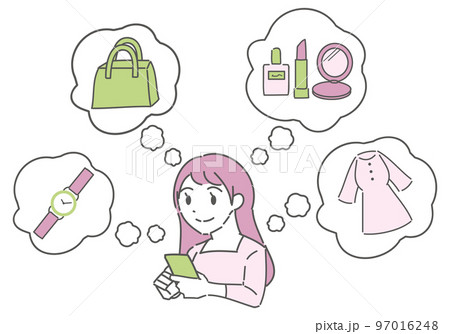 オンラインショッピングをする女性 97016248