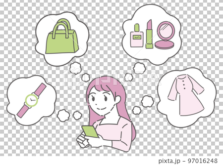 オンラインショッピングをする女性 97016248