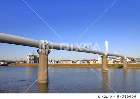 鹿浜線中川水管橋 東京都足立区中川と南水元の間)) 鹿浜線中川水管橋 東京都足立区中川と南水元の間)) 97016454