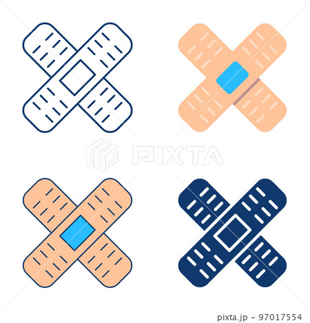 Adhesive bandage cross icon set 97017554