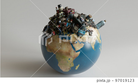 Earth destroyed by pollution. Global catastrophe concept - 3D Rendering 97019123