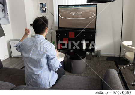 野球観戦をする男性 野球観戦をする男性 97020663