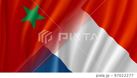 Morocco versus France game score table template. 3d vector illustration Morocco versus France game score table template. 3d vector illustration 97022277
