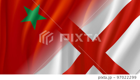 Morocco versus England game score table template. 3d vector illustration Morocco versus England game score table template. 3d vector illustration 97022299