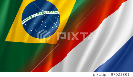 Brazil versus Netherlands game score table template. 3d vector illustration 97022301