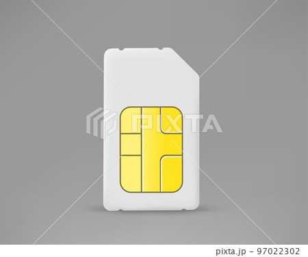 Mobile phone SIM card isolated on grey background. 3d vector icon Mobile phone SIM card isolated on grey background. 3d vector icon 97022302