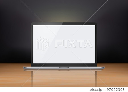 Personal computer with blank screen and reflection. 3d vector mockup Personal computer with blank screen and reflection. 3d vector mockup 97022303