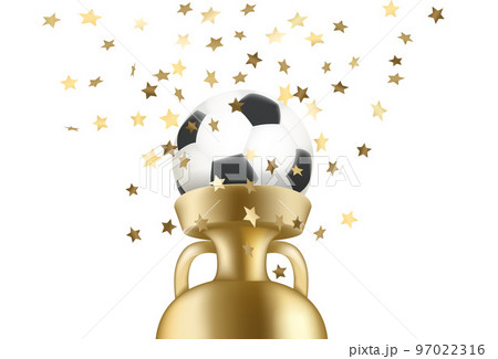 Winner of the game concept. Soccer ball with golden prize. 3d vector illustration 97022316