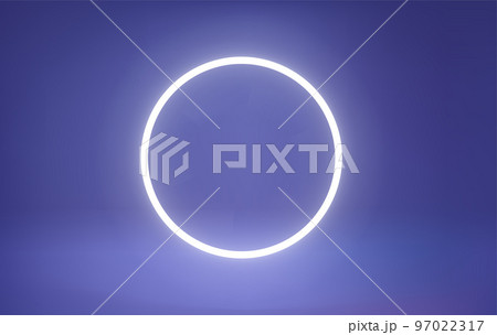 Very peri color room with bright neon circle framwe. 3d vector premium showcase for display products 97022317