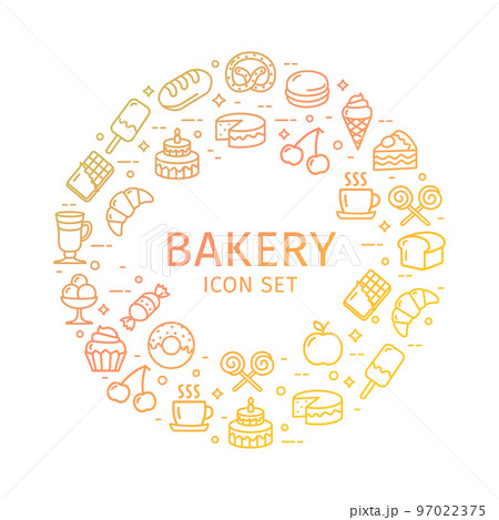 Bakery Round Design Template Thin Line Icon Concept. Vector 97022375