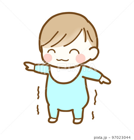 プルプルしながら笑顔で立つ幼児 プルプルしながら笑顔で立つ幼児 97023044