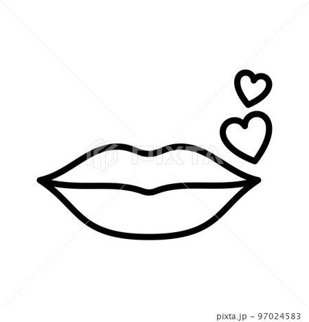 Kiss lips with heart. World Kissing Day. Happy Valentines day. Love, sexy, intimacy and kiss. 97024583
