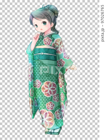 Green furisode woman-get angry Green furisode woman-get angry 97026765