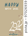 greeting card with cat of numbers 2023 in hand draw... 97026939