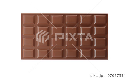 Milk chocolate bar isolated on white background top view 97027554