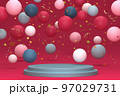 Simple product podium with holidays confetti and balloons 97029731
