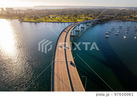 Aerial view of Coronado Bridge in San Diego bay in southern California 97030061