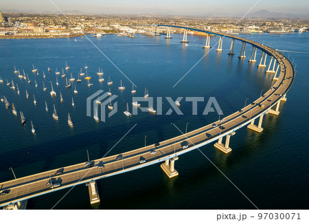 Aerial view of Coronado Bridge in San Diego bay in southern California 97030071