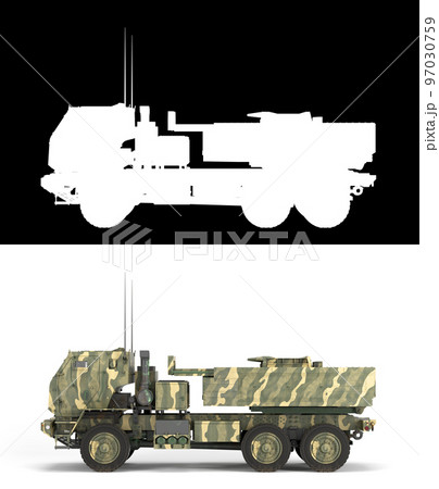 3d render mlrs himars High Mobility Artillery Rocket System land leases for ukraine on white with alpha 97030759