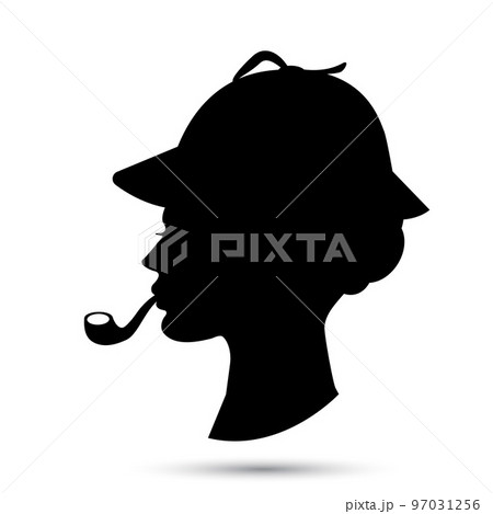 Detective woman vector profile icon. Sherlock Holmes 97031256