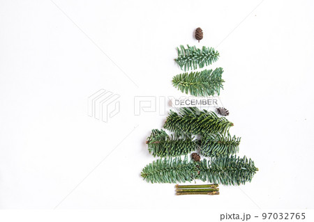 Creative christmas tree, inscription december. Flat lay 97032765