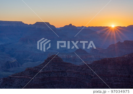 Grand Canyon National park at sunrise view from Mather Point, Arizona, USA Grand Canyon National park at sunrise view from Mather Point, Arizona, USA 97034975