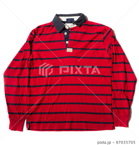 Long sleeve rugby shirt on white background 97035705