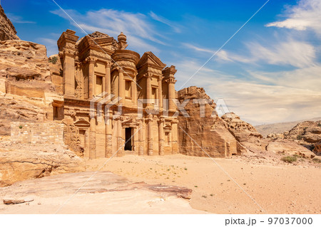 Ad Deir or The Monastery, ancient Nabataean stone carved temple, Petra, Jordan Ad Deir or The Monastery, ancient Nabataean stone carved temple, Petra, Jordan 97037000