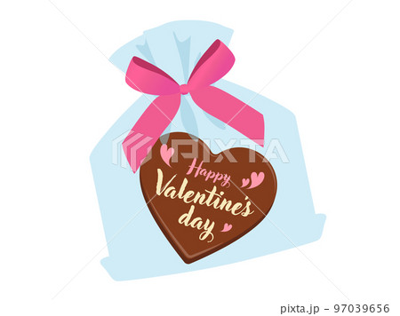 ハート型チョコレートのラッピング_バレンタインイメージ 97039656