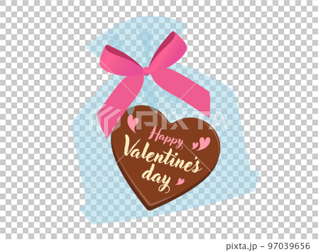 ハート型チョコレートのラッピング_バレンタインイメージ 97039656